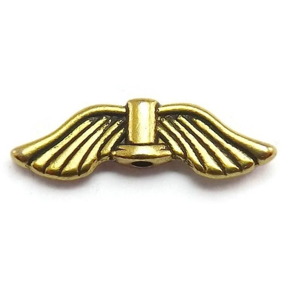 10pcs Angel Wings Beads, goldtone jewelry making supplies‎